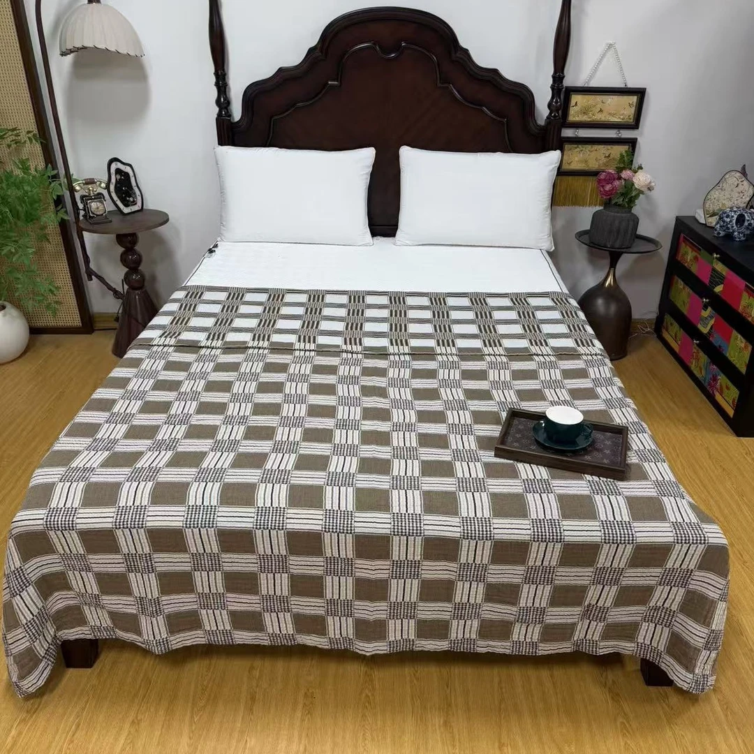 毛病大 处理品！四层纱双人盖毯200*230微瑕～D054（会起球 会缩水