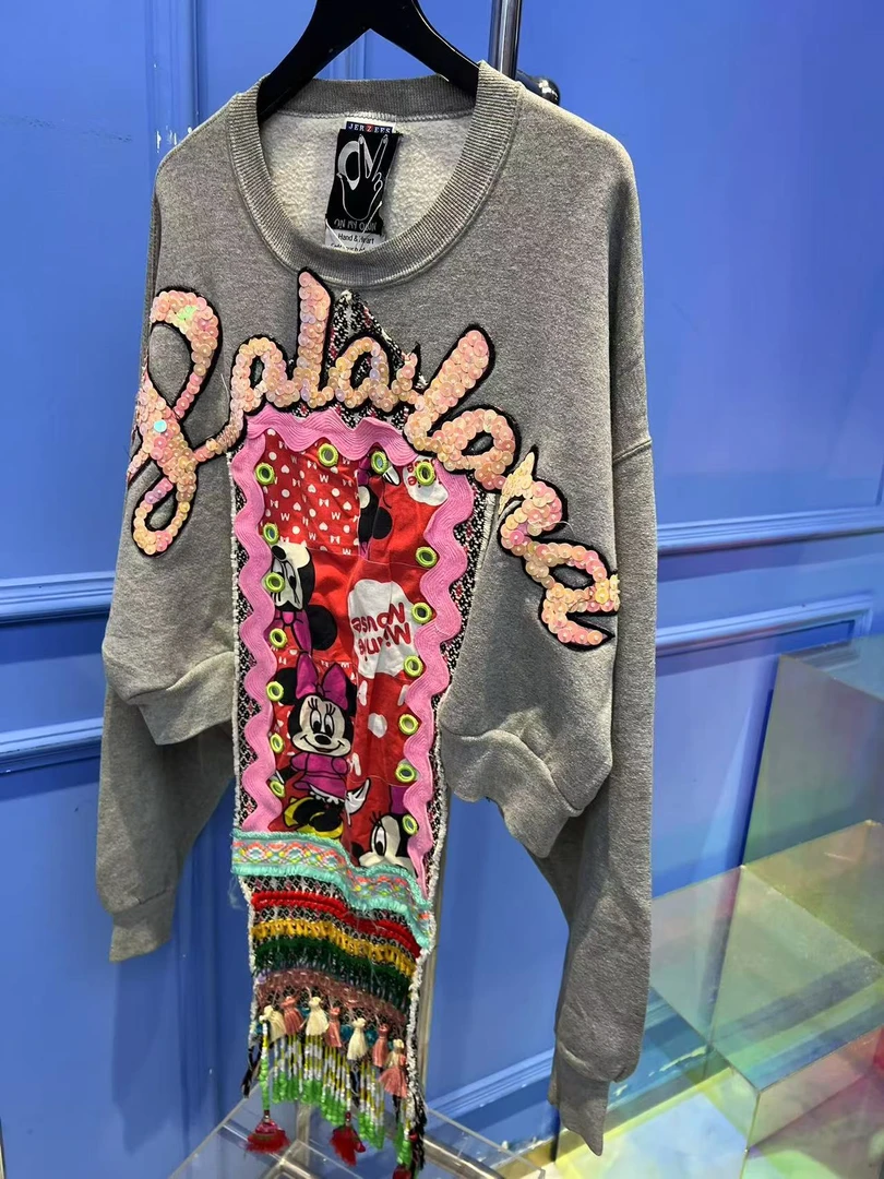 G00024 网红针织时尚女士圆领重工秋冬套头休闲百搭打底衬衣