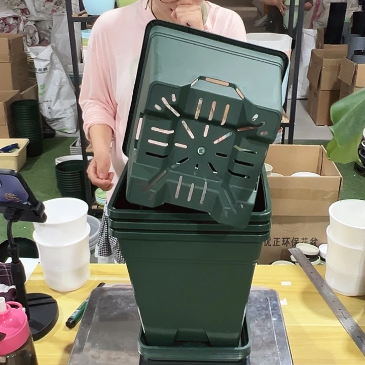 方盆200口20高22军绿色4个带托