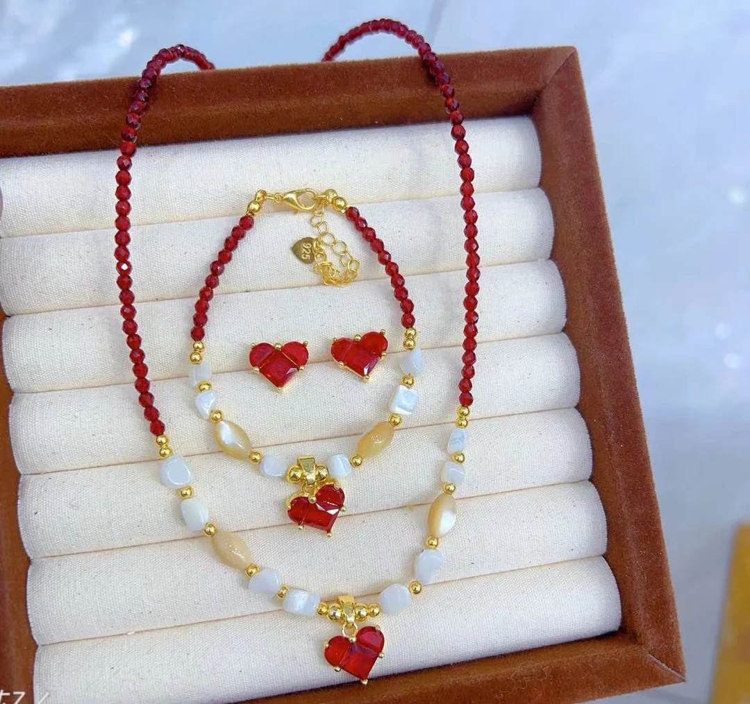 钛钢仿珍珠项链 三件套首饰耳环项链戒指yurak套装明星同款饰品