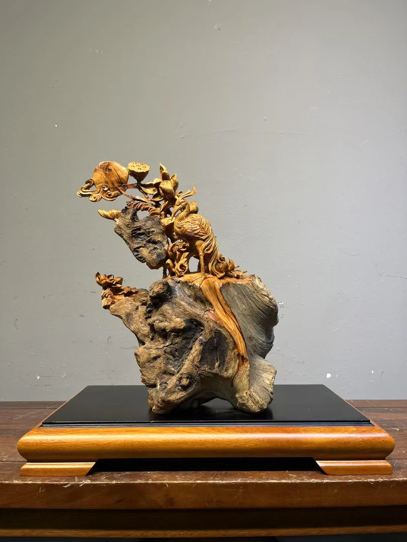 太行崖柏精雕新品，一路连升，规格长32宽21高46