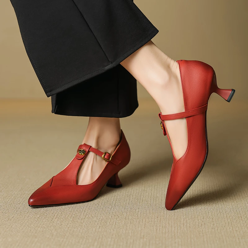 跟高5cm/34-40/时尚气质优雅百搭粗跟法式复古日常洋气通勤单鞋女