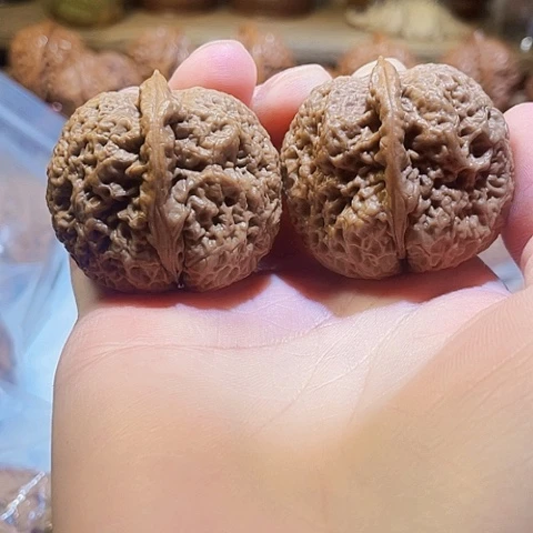 把件文玩核桃密纹金蟾带彩40