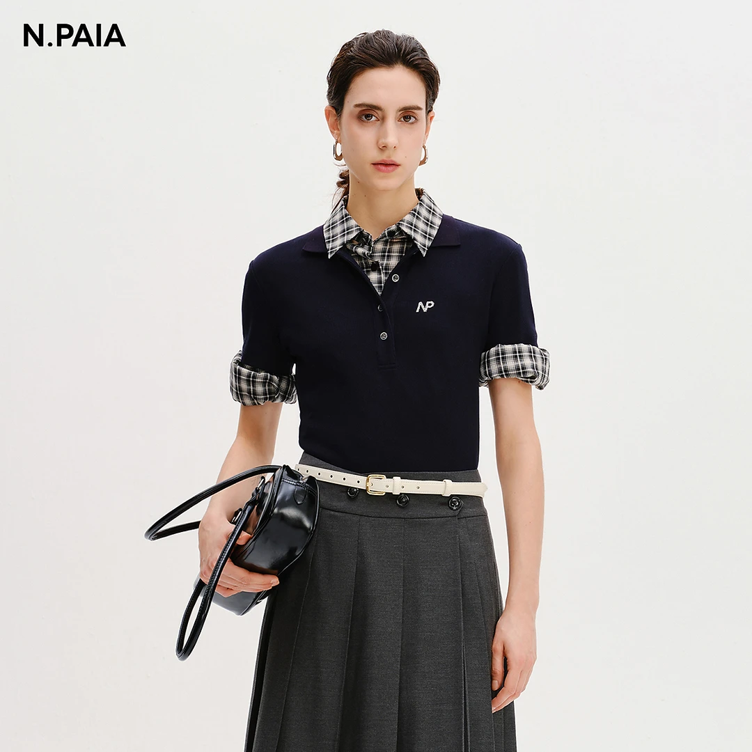 【基础衣橱】恩派雅25弹力针织Polo领正肩短袖T恤女XNKPC5337A