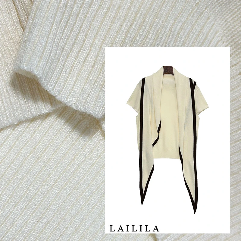 LAILILA【昵雅】25早秋新品天丝羊毛短袖针织开衫上衣QJ508AF250808