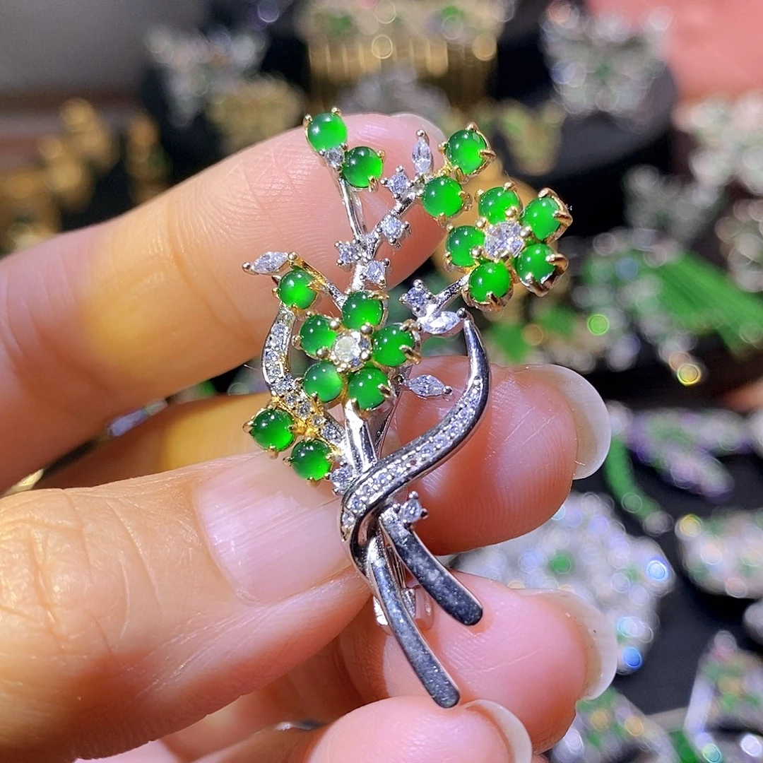 银S925镶嵌挂件翡翠