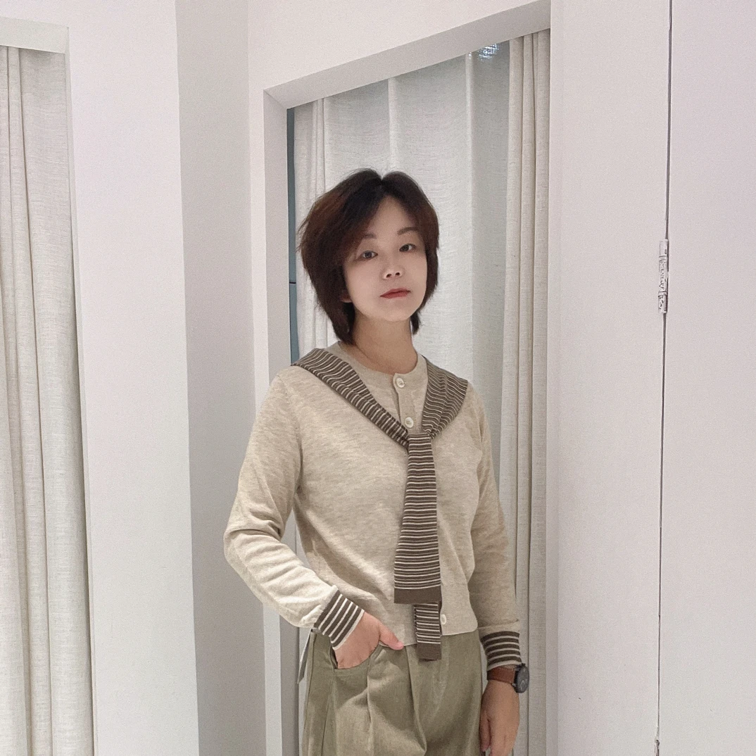 长款常规袖条纹春季针织毛针织衫百搭时尚毛衣秋季