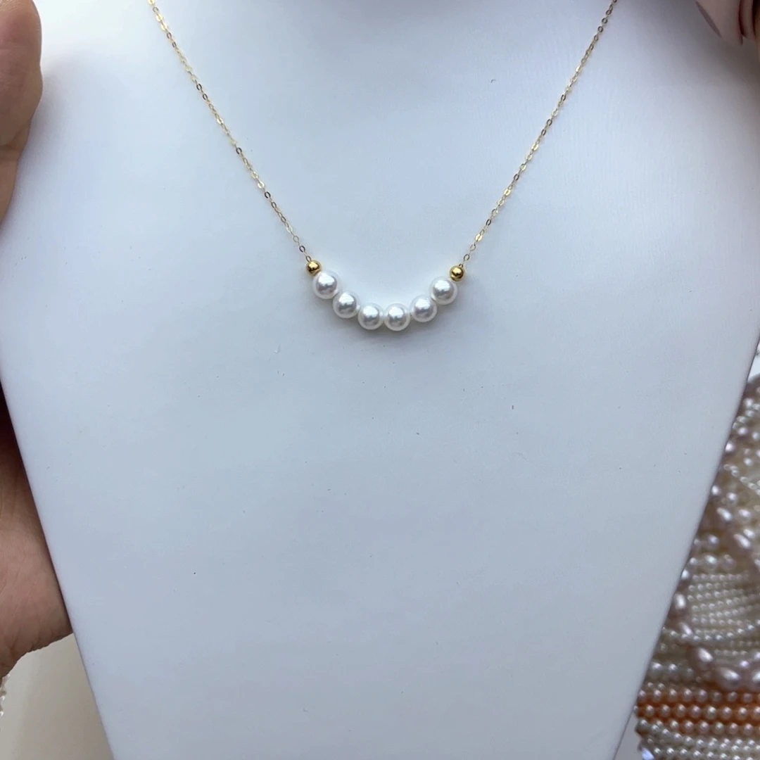 淡水珍珠18K金镶嵌颈饰