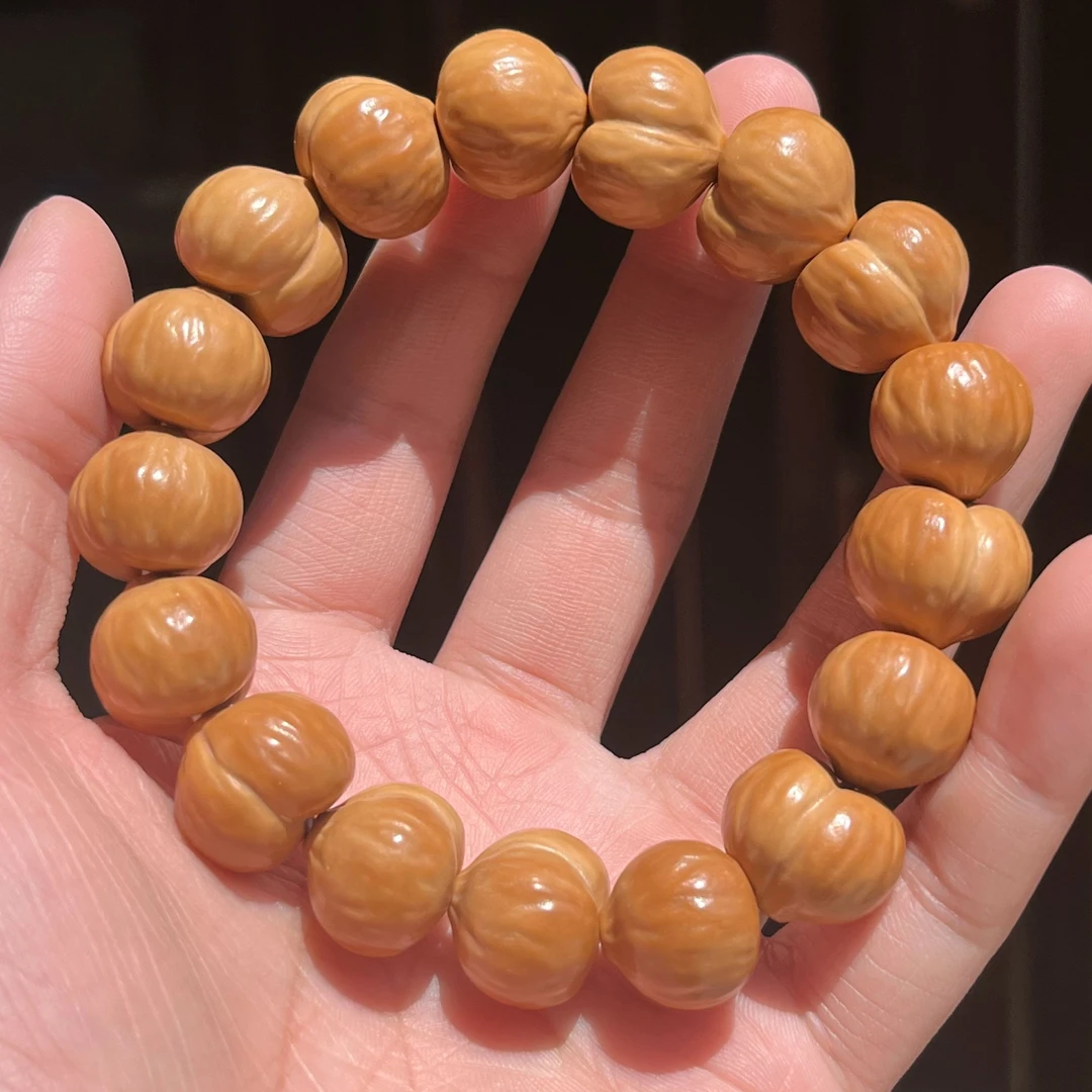 【海棠椿】屁桃爱心猴头核桃原皮手串屁桃猴头手串