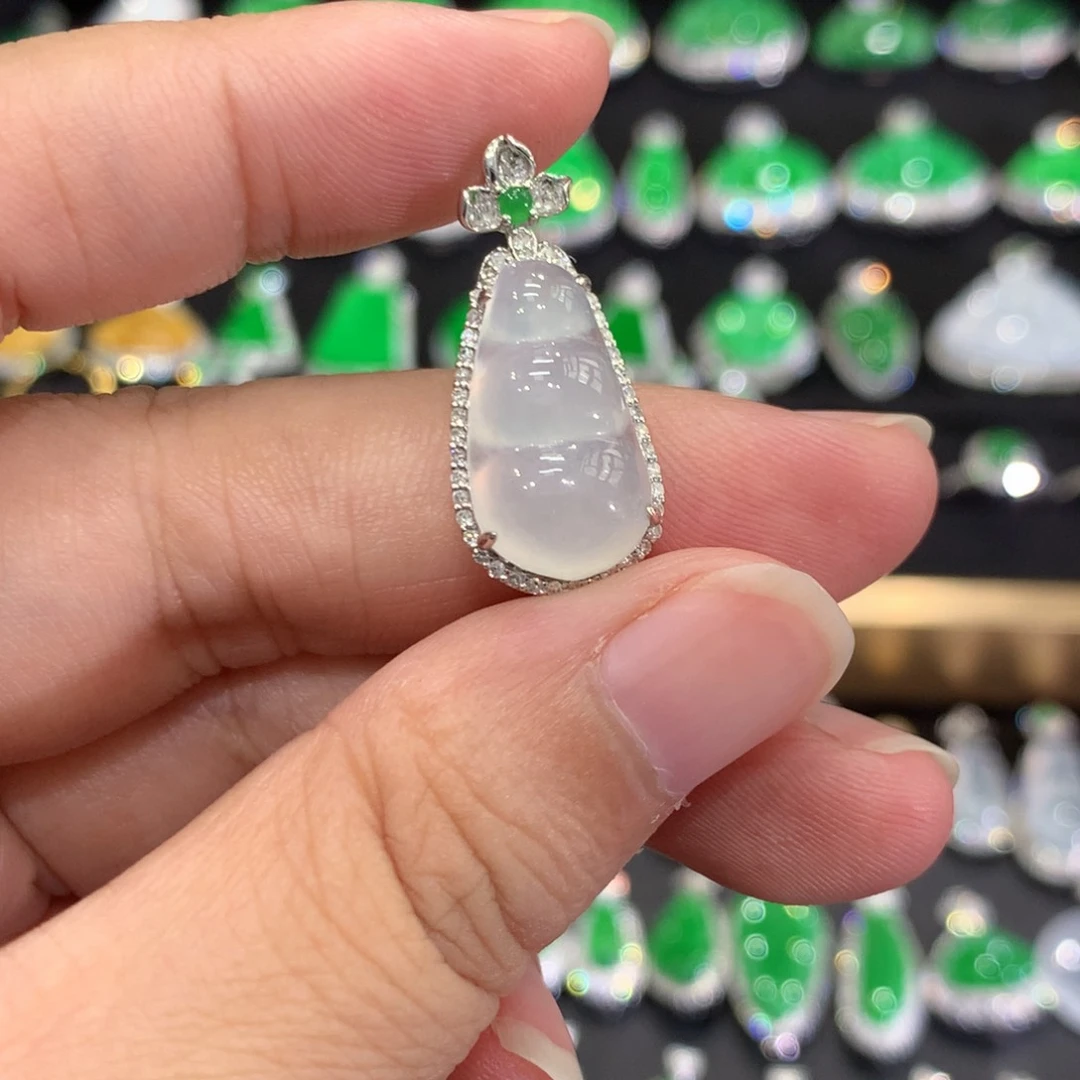 翡翠18K金镶嵌吊坠(不含链)吊坠