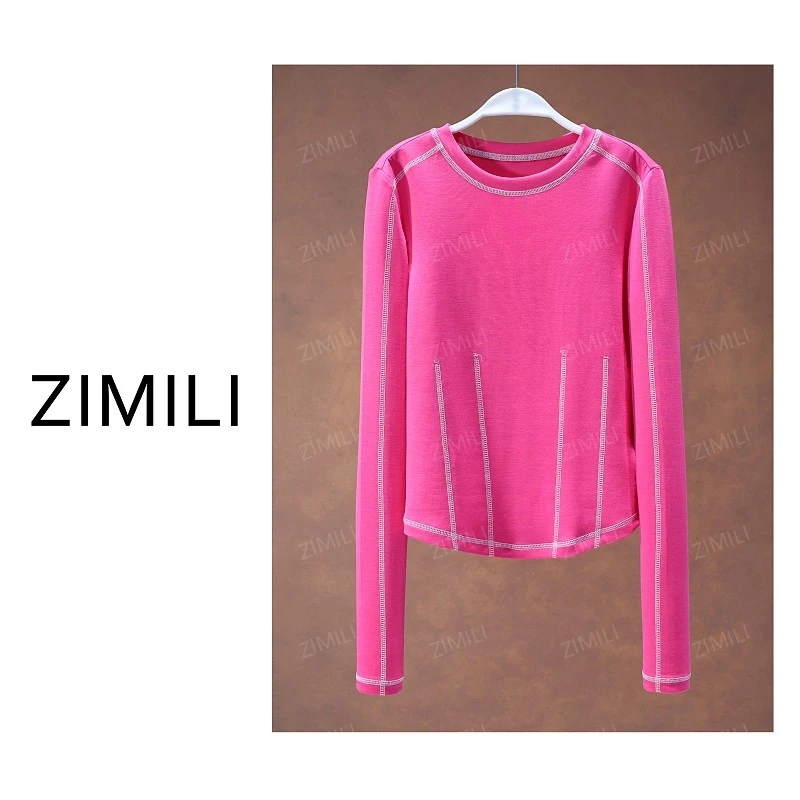 【亮哥欧货女装】冬季热感天丝《星织》洋红高弹显瘦打底上衣26010-A2