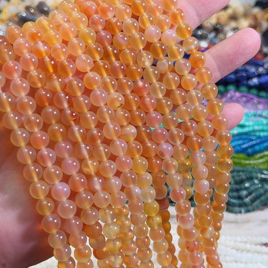 玛瑙/玉髓合金珠宝半成品溏心玛瑙一条8mm