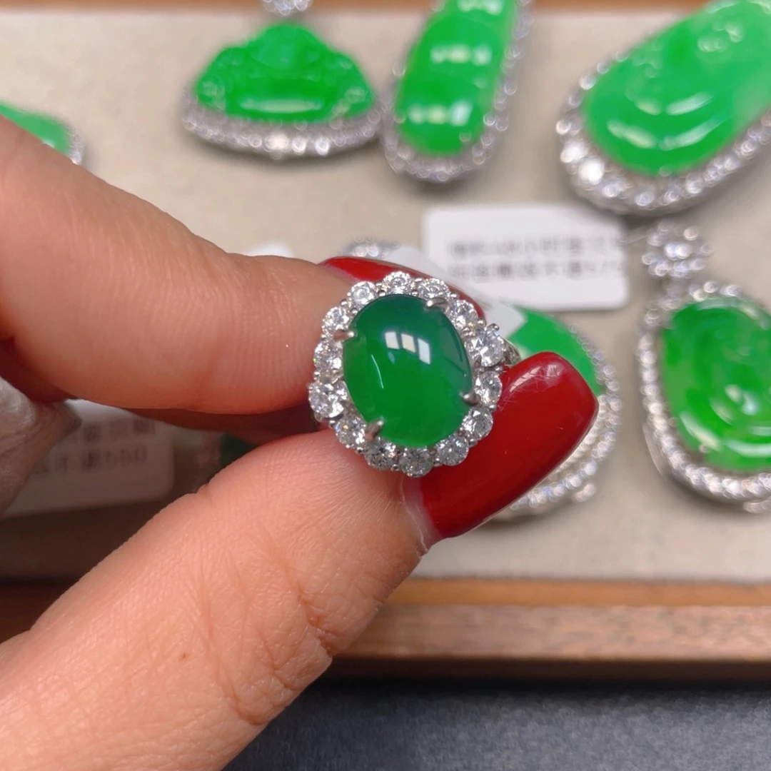 翡翠银S925镶嵌吊坠(不含链)