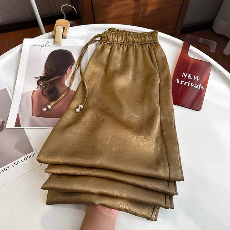 新款中式风松紧腰多色长裤