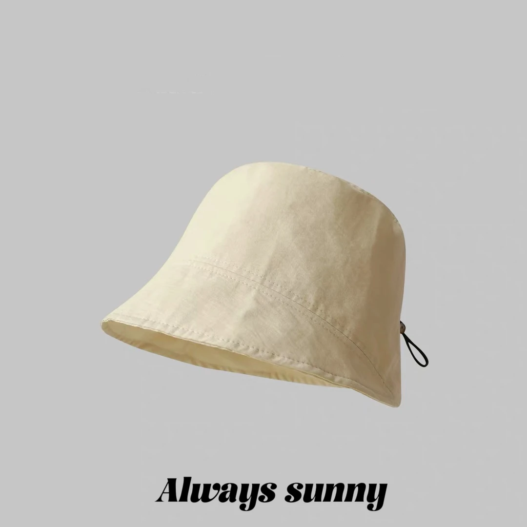 25S 夏季轻薄速干透气渔夫帽子日系简约纯色水桶帽素颜遮脸显脸小