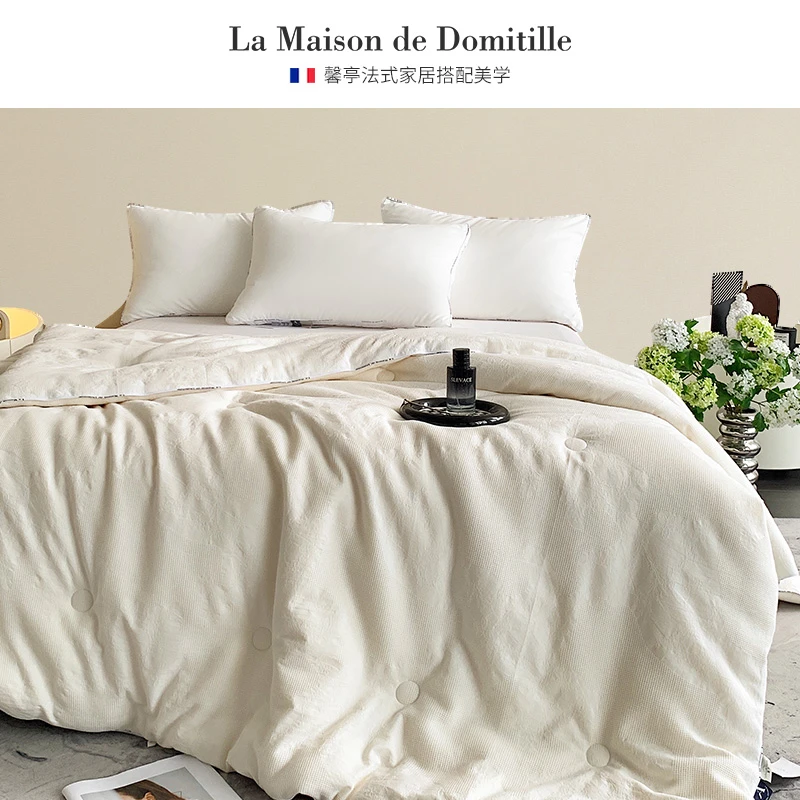 大豆纤维被55%华夫格提花被芯宿舍单人棉被春秋被全棉冬被