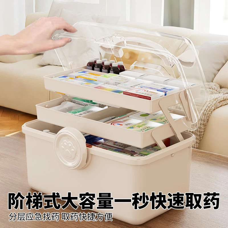 【三层折叠收纳】大容量药箱美术生收纳箱大号医药箱家用药品收纳盒