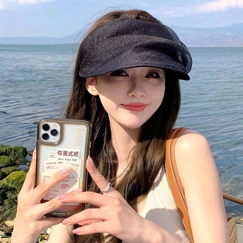 欧根纱空顶防晒帽子女防紫外线2025新款夏季优雅气质发箍遮阳帽女