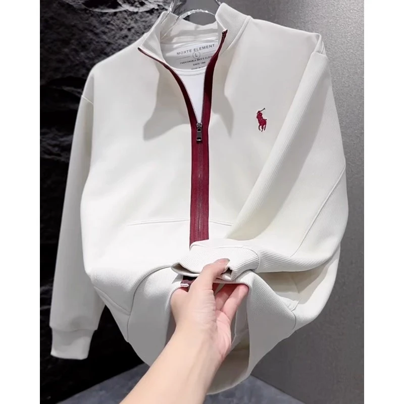 立领开衫卫衣男生休闲外套2025秋季时尚高级感老钱风韩版帅气宽松