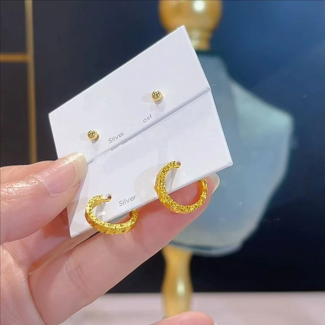 合金耳饰 金色碎冰冰四件套耳扣女2025小众设计感精致耳饰