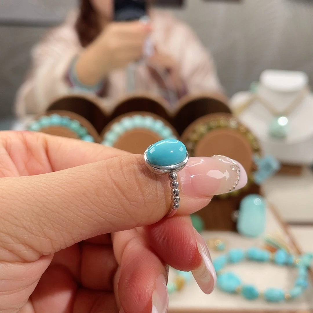 绿松石银S925镶嵌戒指