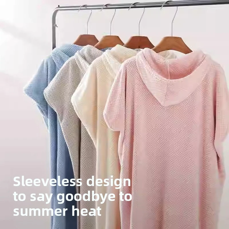 三利连帽浴袍女浴裙吸水夏季可穿浴巾可裹浴衣穿戴式带帽斗篷浴裙