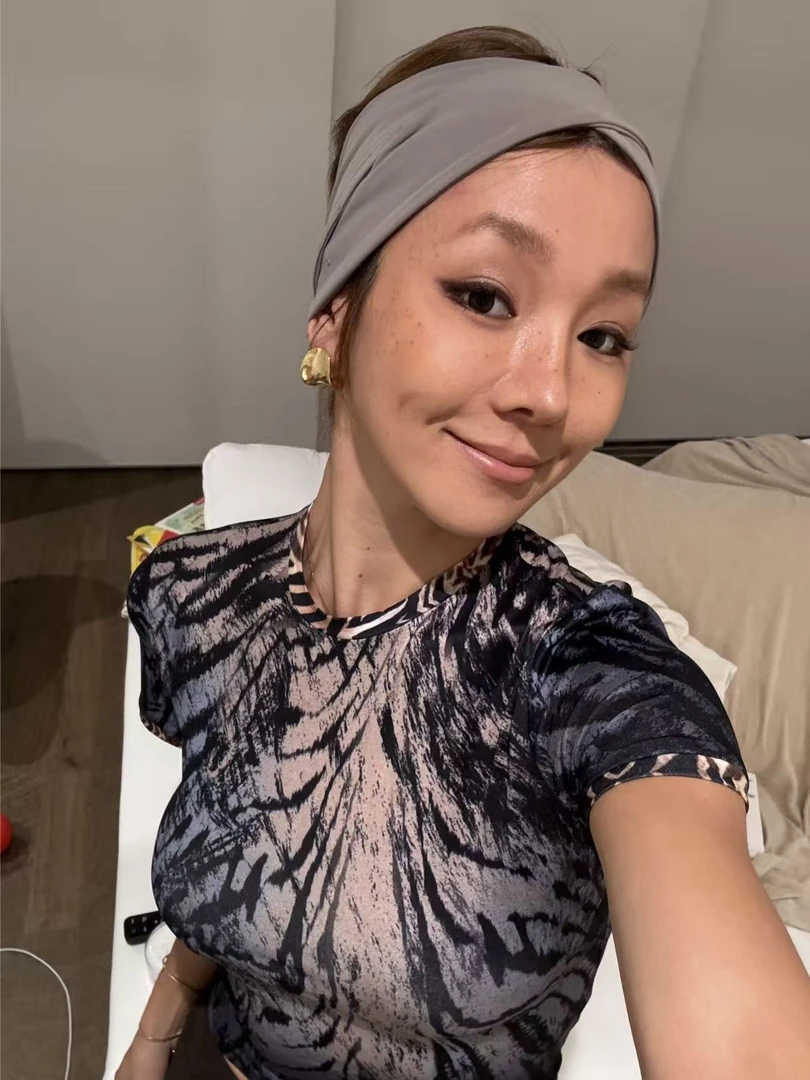 渐变色豹纹短袖修身打底T恤88626