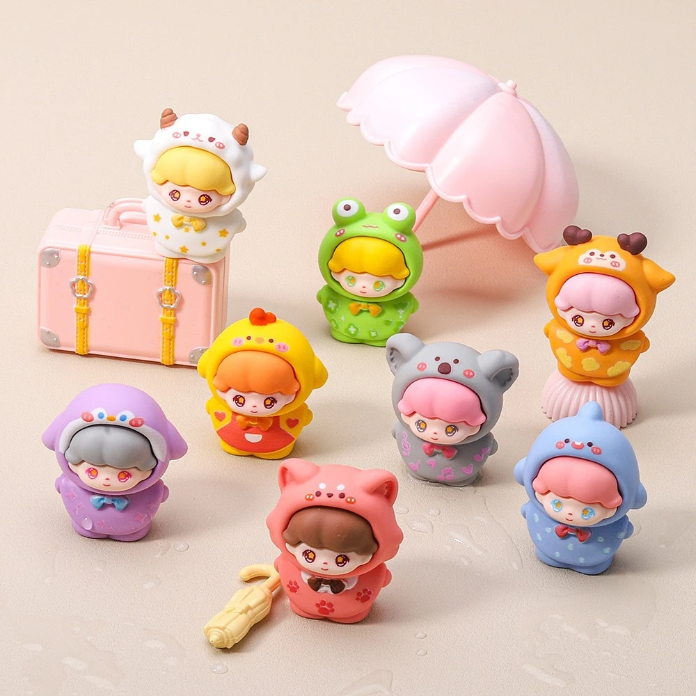 【直播拆】九宫格+许愿  手感漆动物雨衣迪莫diy饰品树脂摆件