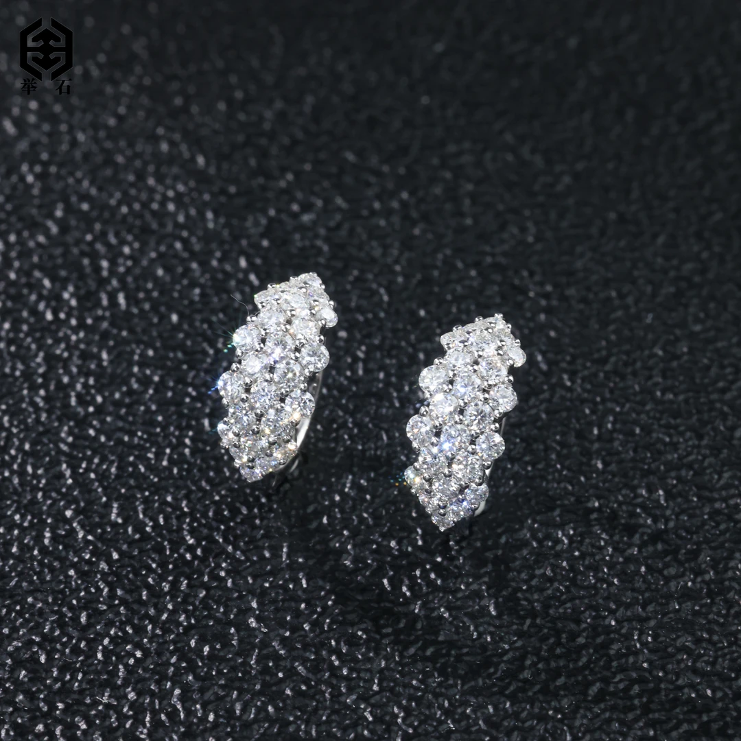 925银莫桑石银制品 【举石精选】X0513-9819-110莫桑钻耳饰（一对）R