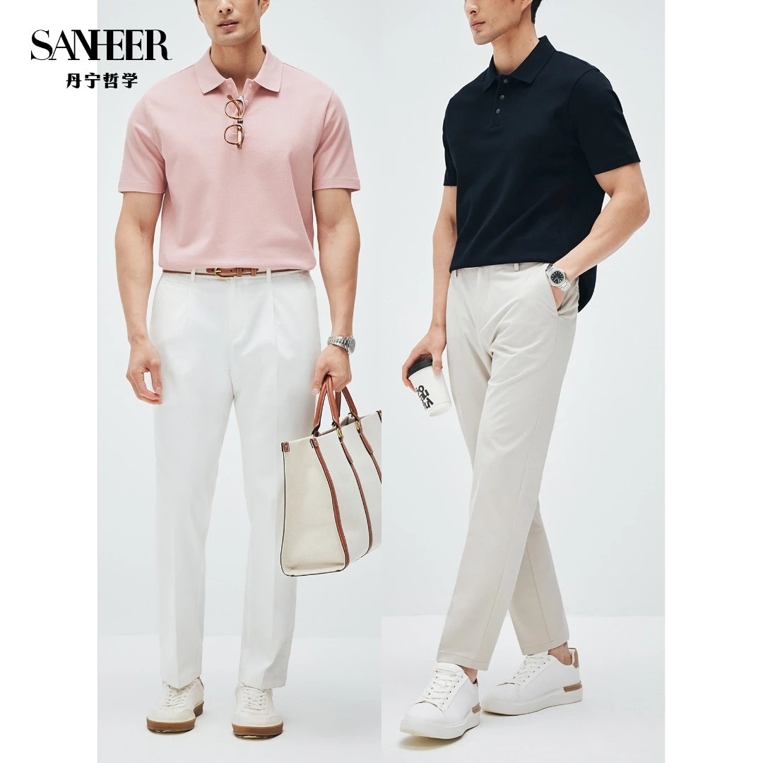 POLO衫高端SUPIMA棉珠地侧拼螺纹夏季男士短袖翻领T恤 DAT991