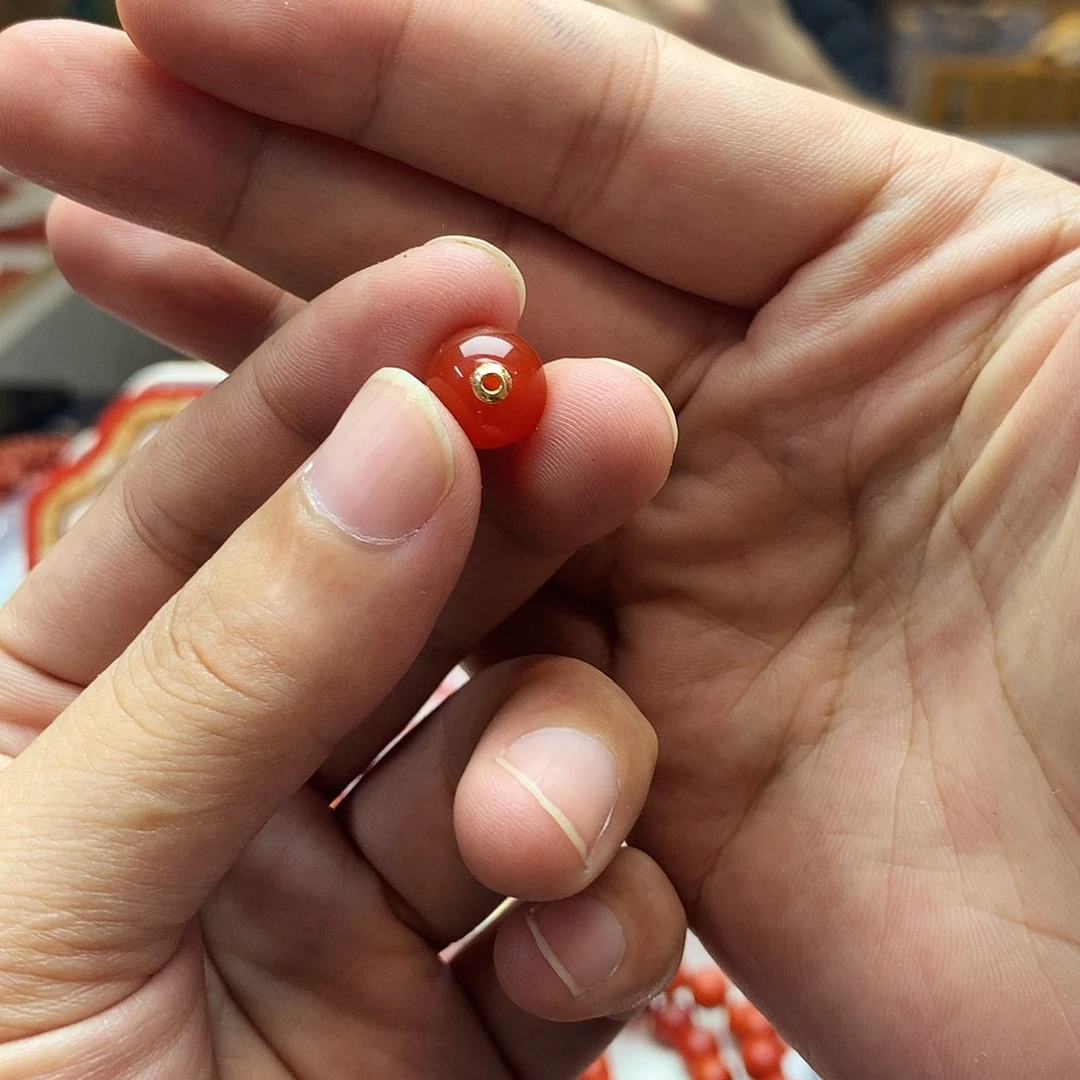 【闪购商品】南红玛瑙L单珠10mm18K金镶嵌