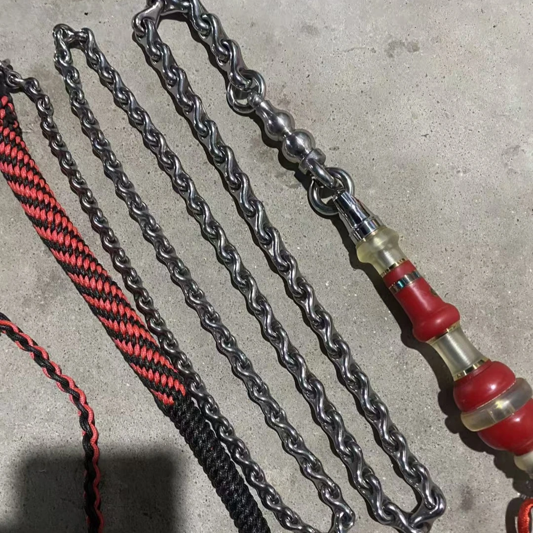 高配版大红色进口牛筋把手，葫芦龙骨型健身鞭