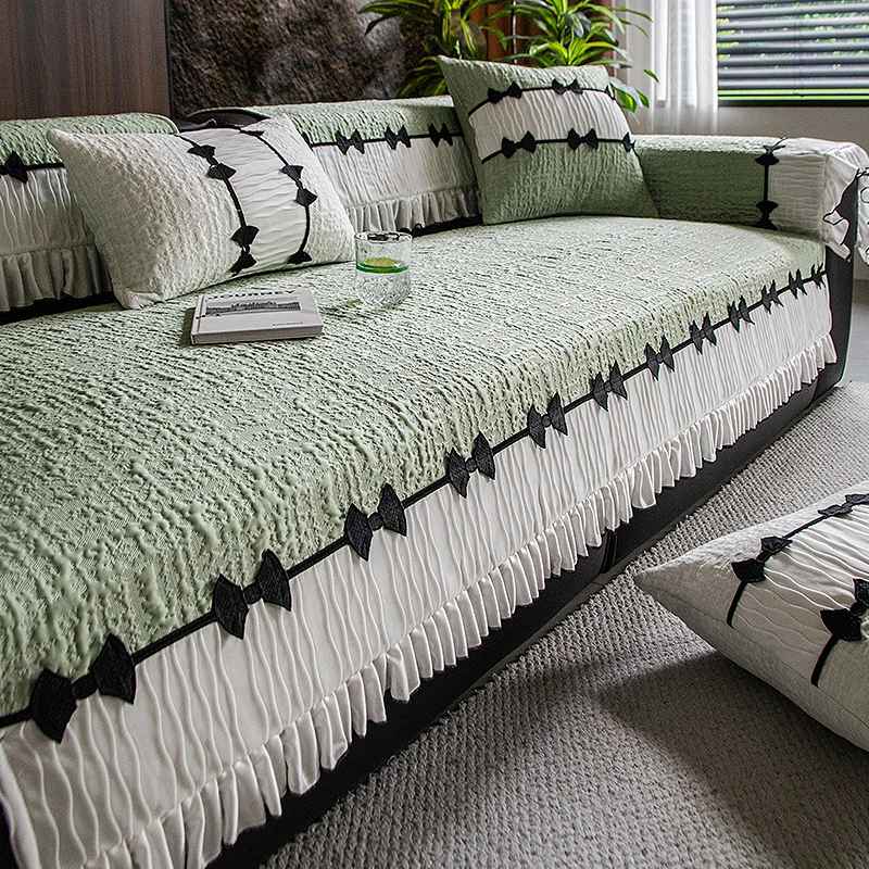 凉感冰丝沙发垫夏天简约夏季防滑沙发套罩凉席座垫凉豆豆盖布