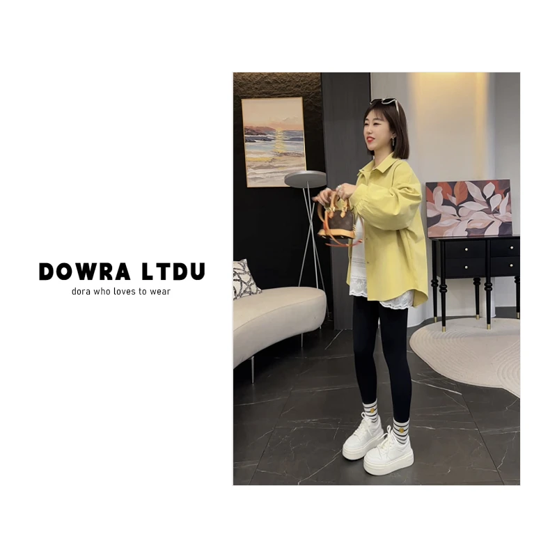 朵拉【时光之恋】2025年春季新款翻领纯色百搭衬衫外套女354-25286