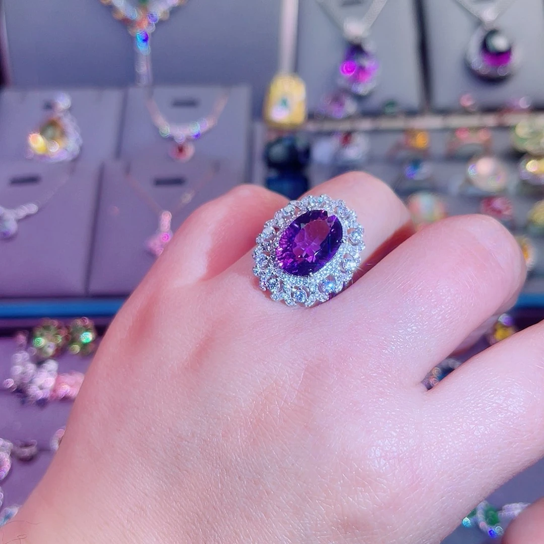 银S925镶嵌戒指紫晶