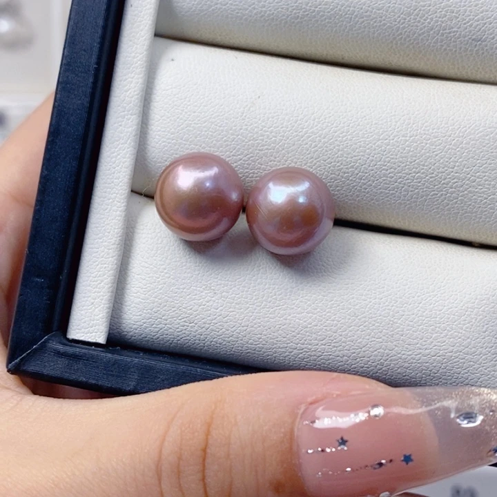 淡水珍珠银S925镶嵌耳饰