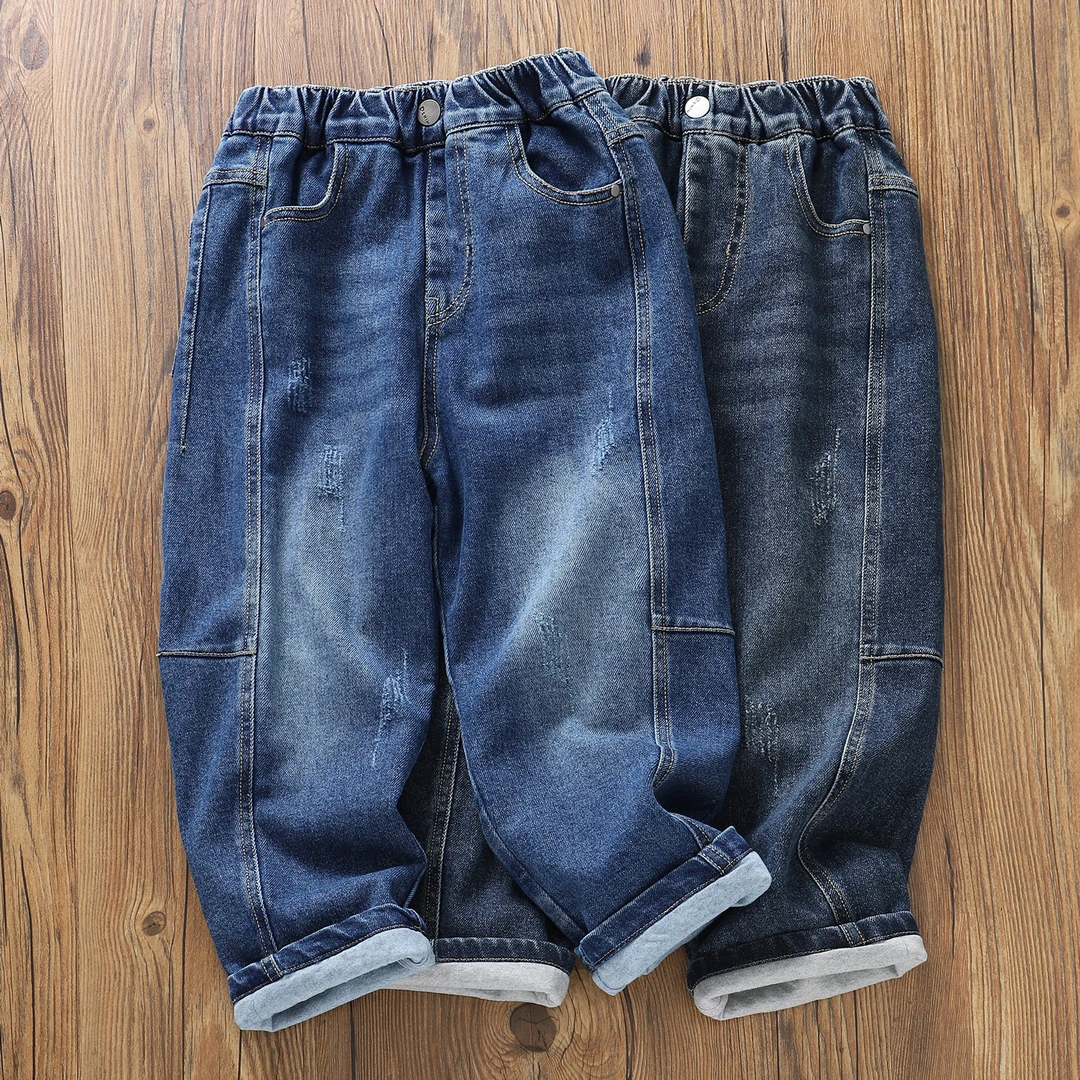 双层裤】高品质【秋冬牛仔裤有型儿童夹裤保暖男童大童裤子外贸童装