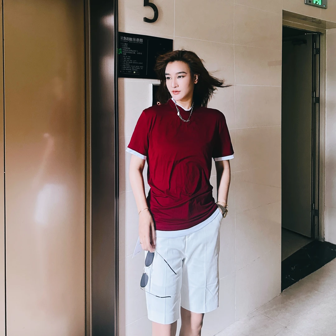 正正TUTU薄棉假两件圆领T简约百搭欧货短袖男女款-ps夏季休闲上衣
