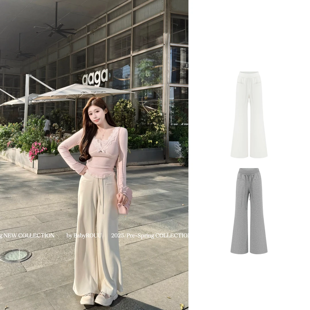 【现货】温与柔【垂垂裤】版型超好的超显腿长的一条高腰微喇直筒长裤