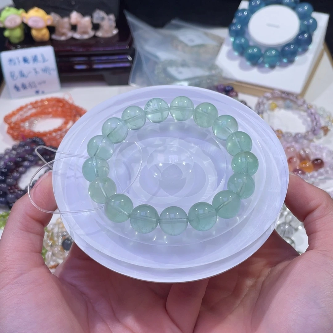 未镶嵌手链水晶薄荷曼波绿萤石12+