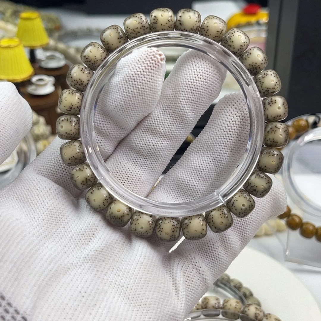 手串星月菩提石玉糯冰9×8同枝黄金眼高抛