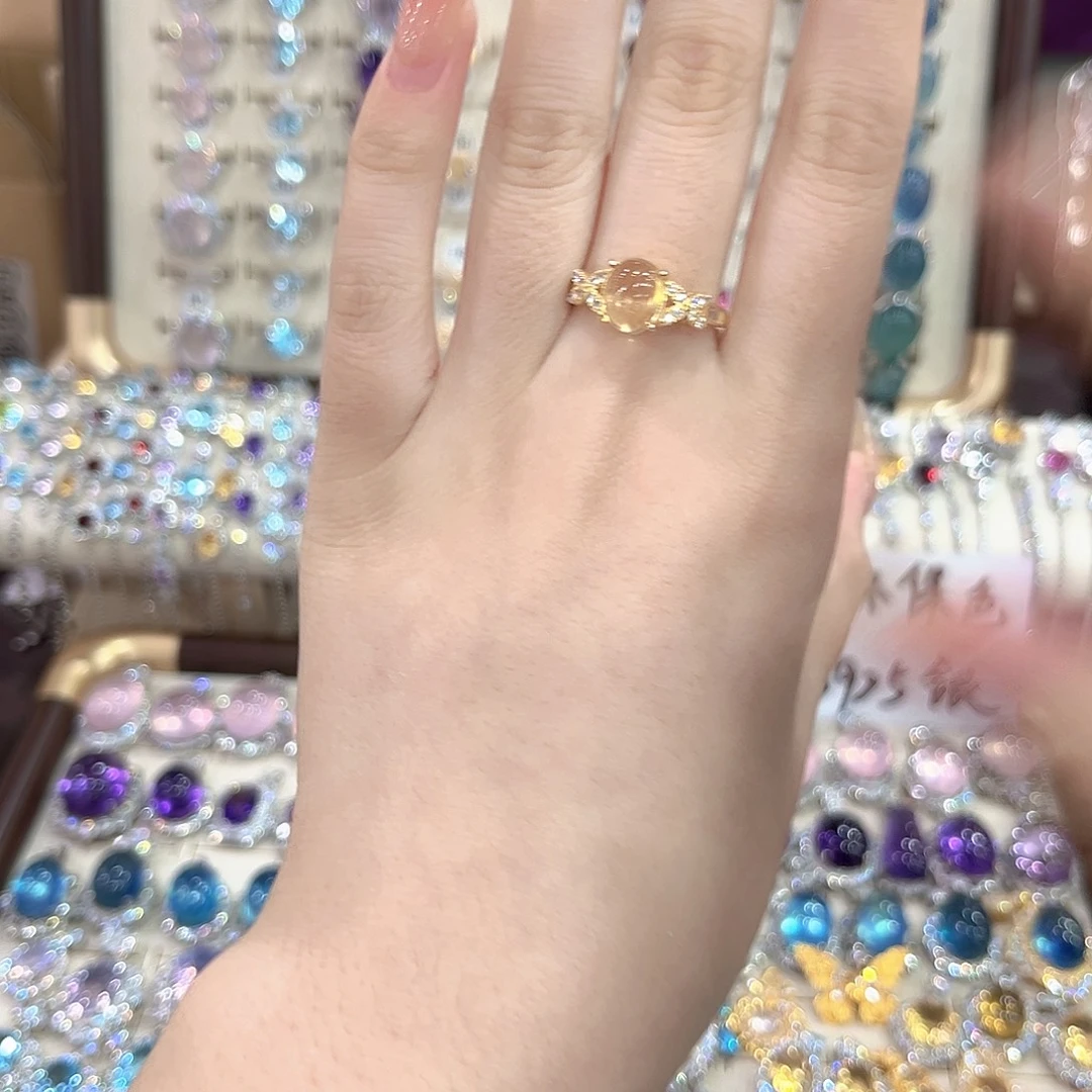 烟晶戒指银S925镶嵌