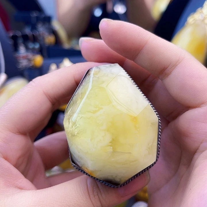 琥珀银S925镶嵌裸石