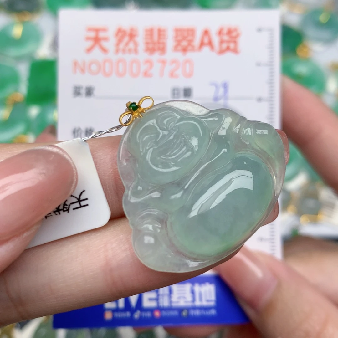 翡翠18K金镶嵌颈饰佛公