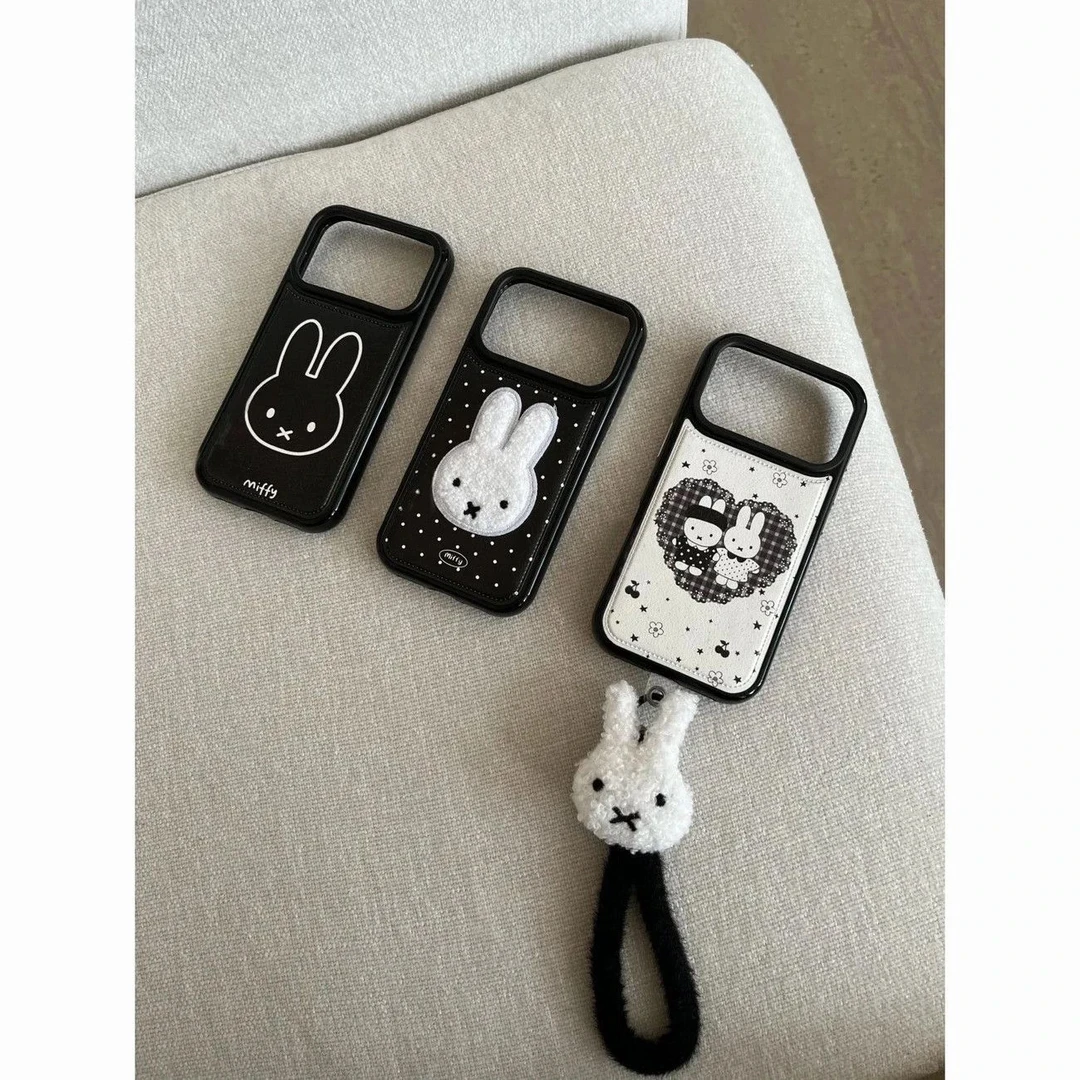 BANCA刺绣米菲兔挂绳适用苹果15PROMAX手机壳IPhone17/16/13气垫