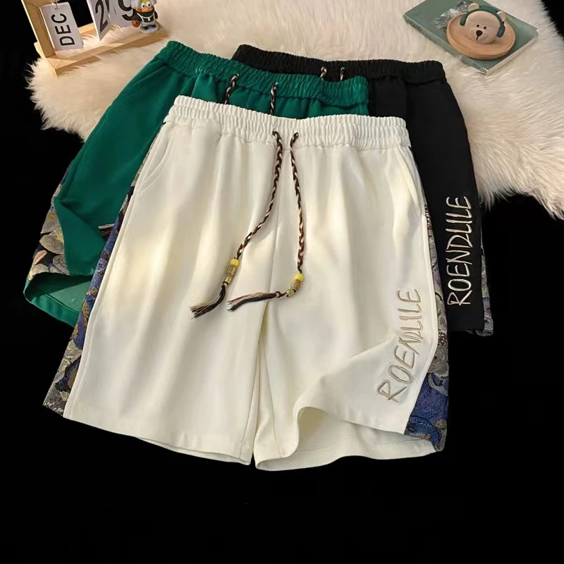 美式休闲运动五分裤男夏季新款宽松直筒过膝大码透气短裤阔腿