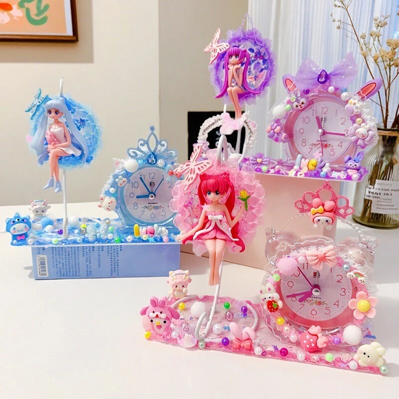 diy微景观时钟制作材料包益智手工小夜灯卡通闹钟女孩玩具