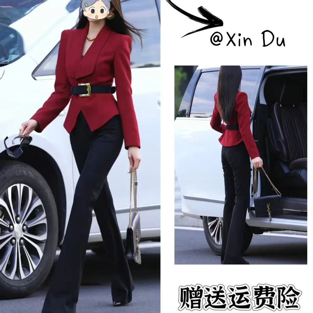 2025秋季新款时尚显瘦气质女士网红洋气两件套百搭款D23414