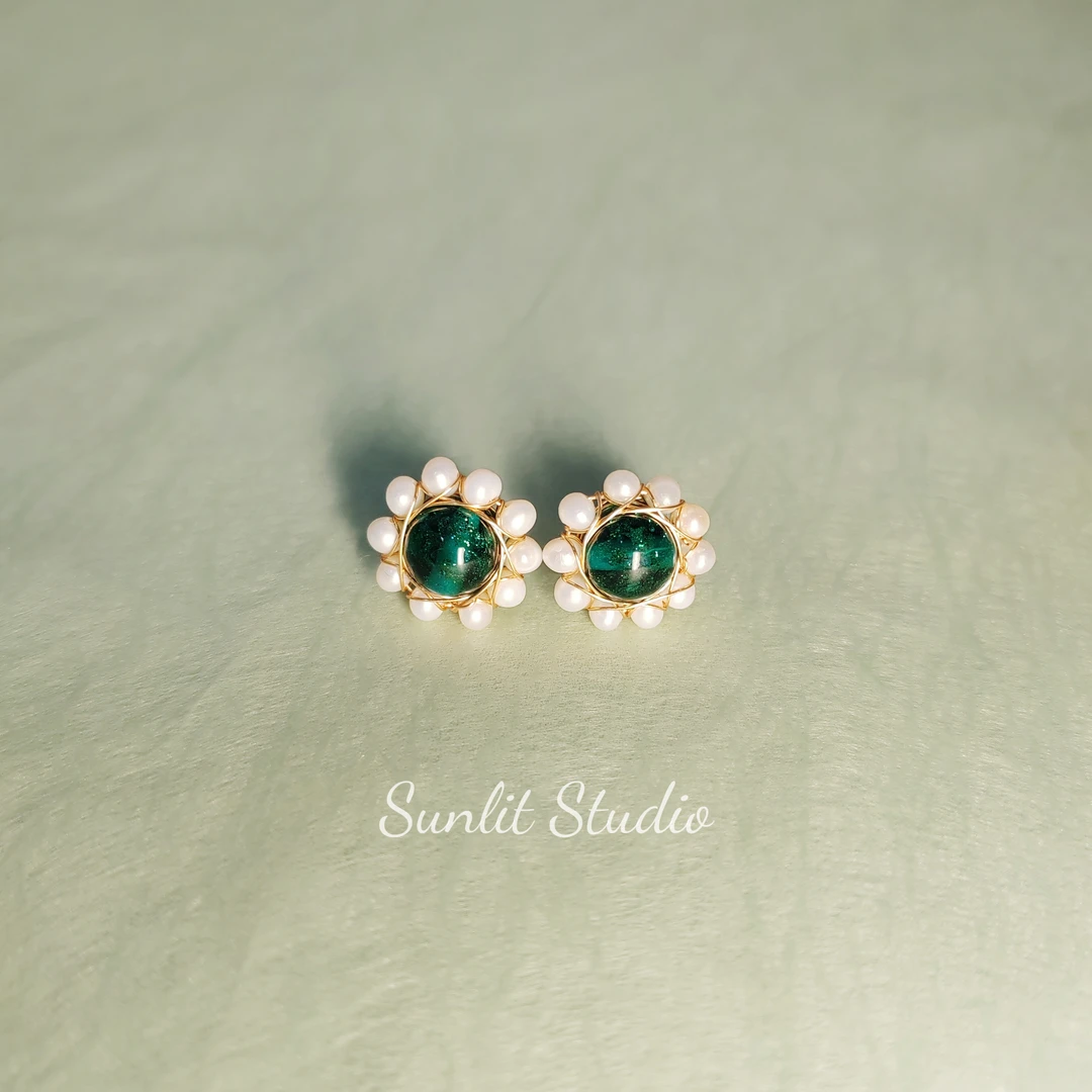 非金属珐琅耳饰 《星空》1639     原创设计   手工制作