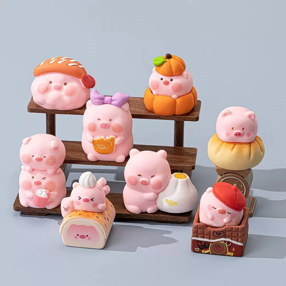 【九宫格】手感漆甜品小猪蛋糕diy树脂小摆件